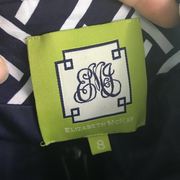 Elizabeth McKay Dress Size 8 Blue White Print - Picture 6 of 8